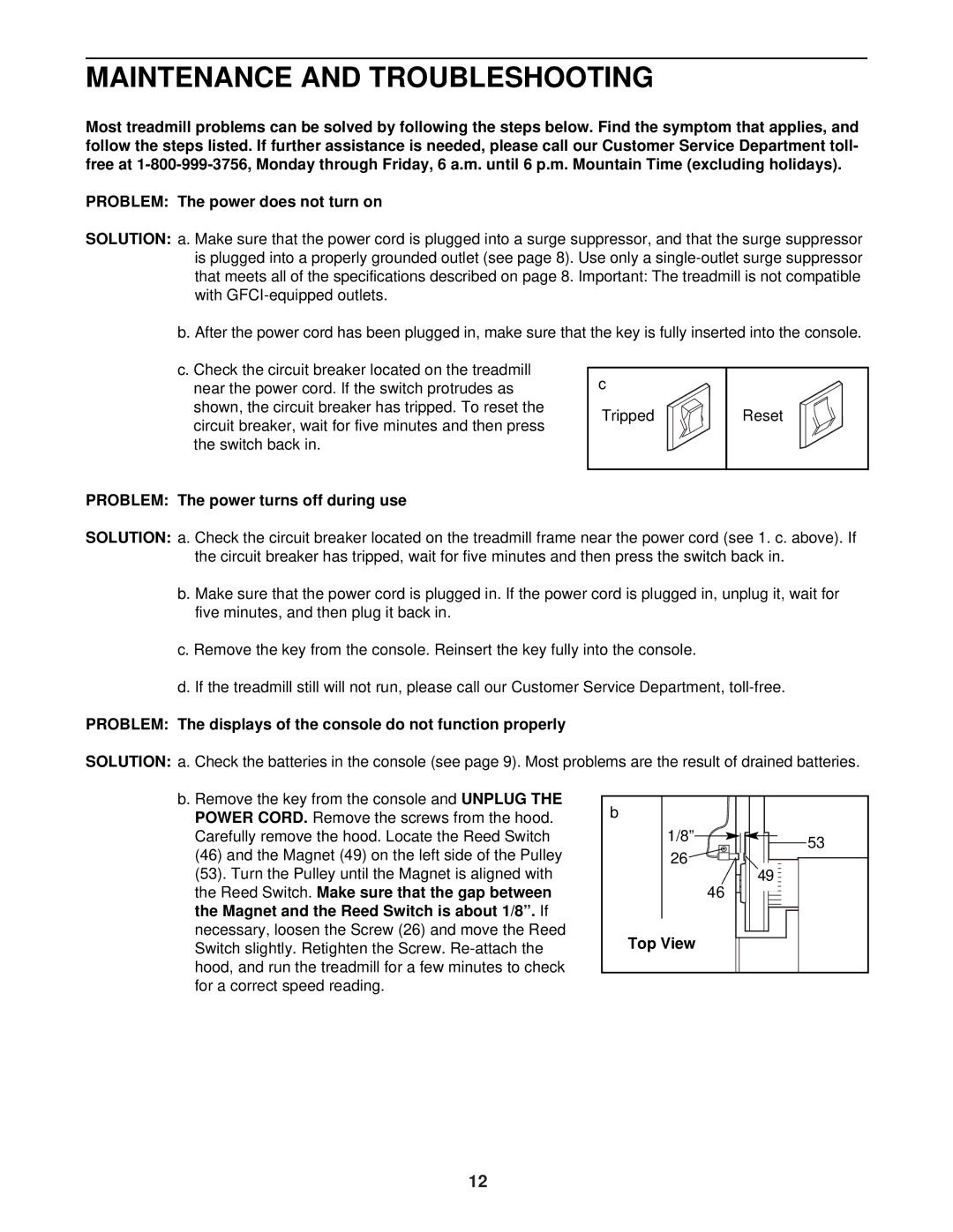 Weslo WLTL19323 user manual Maintenance and Troubleshooting, Power Cord 