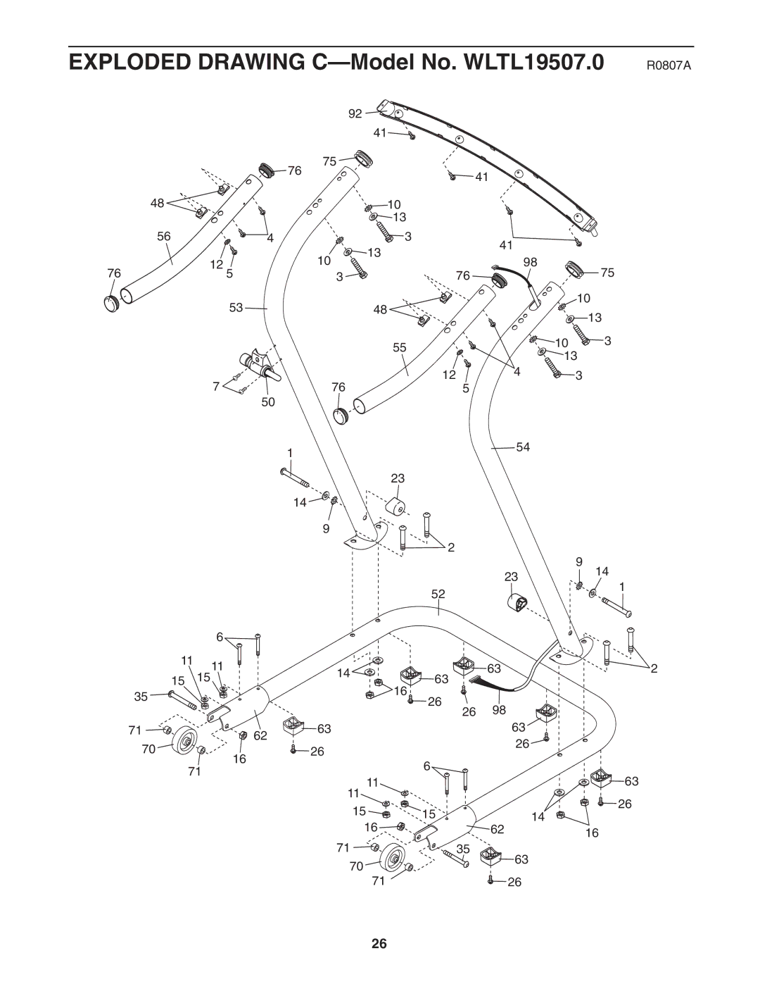 Weslo user manual Exploded Drawing C-Model No. WLTL19507.0 R0807A 