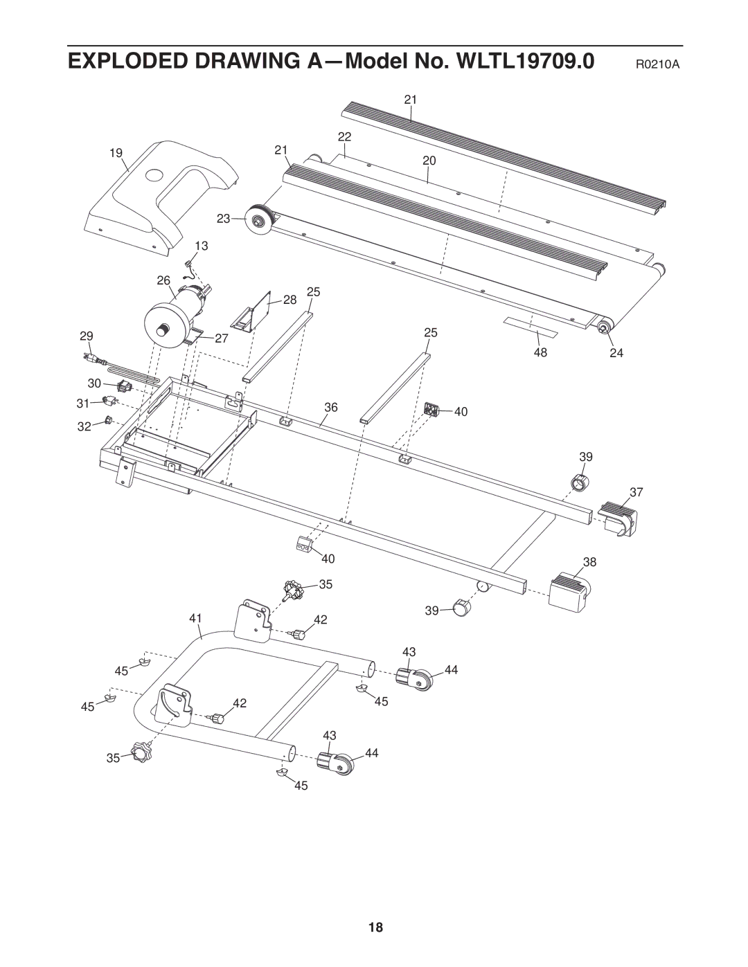 Weslo user manual Exploded Drawing A-Model No. WLTL19709.0 R0210A 