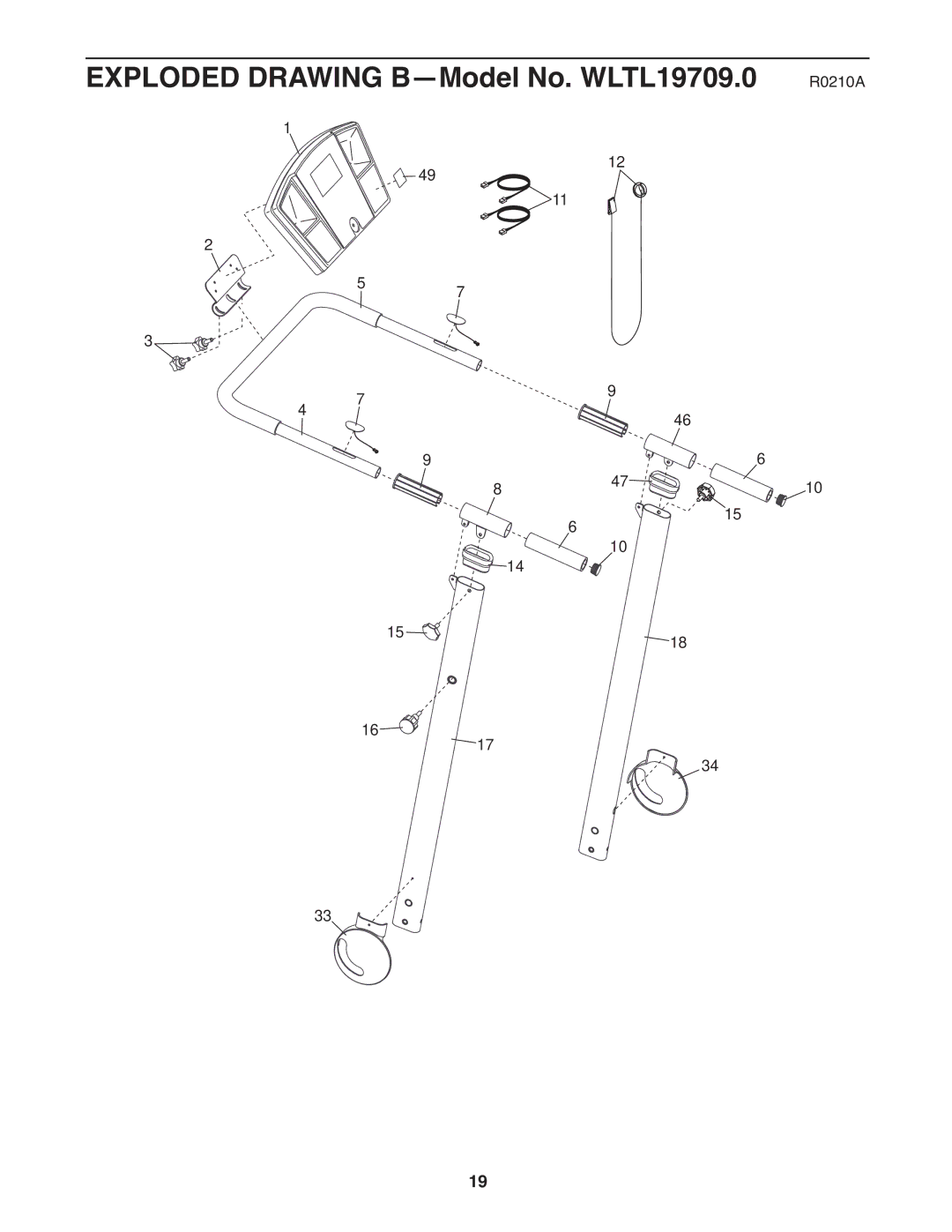 Weslo user manual Exploded Drawing B-Model No. WLTL19709.0 