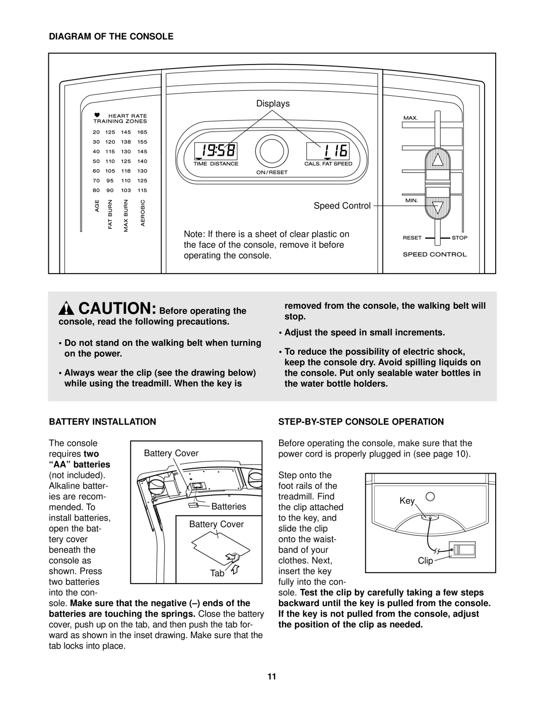 Weslo WLTL21130 user manual Diagram of the Console, Battery Installation, STEP-BY-STEP Console Operation 