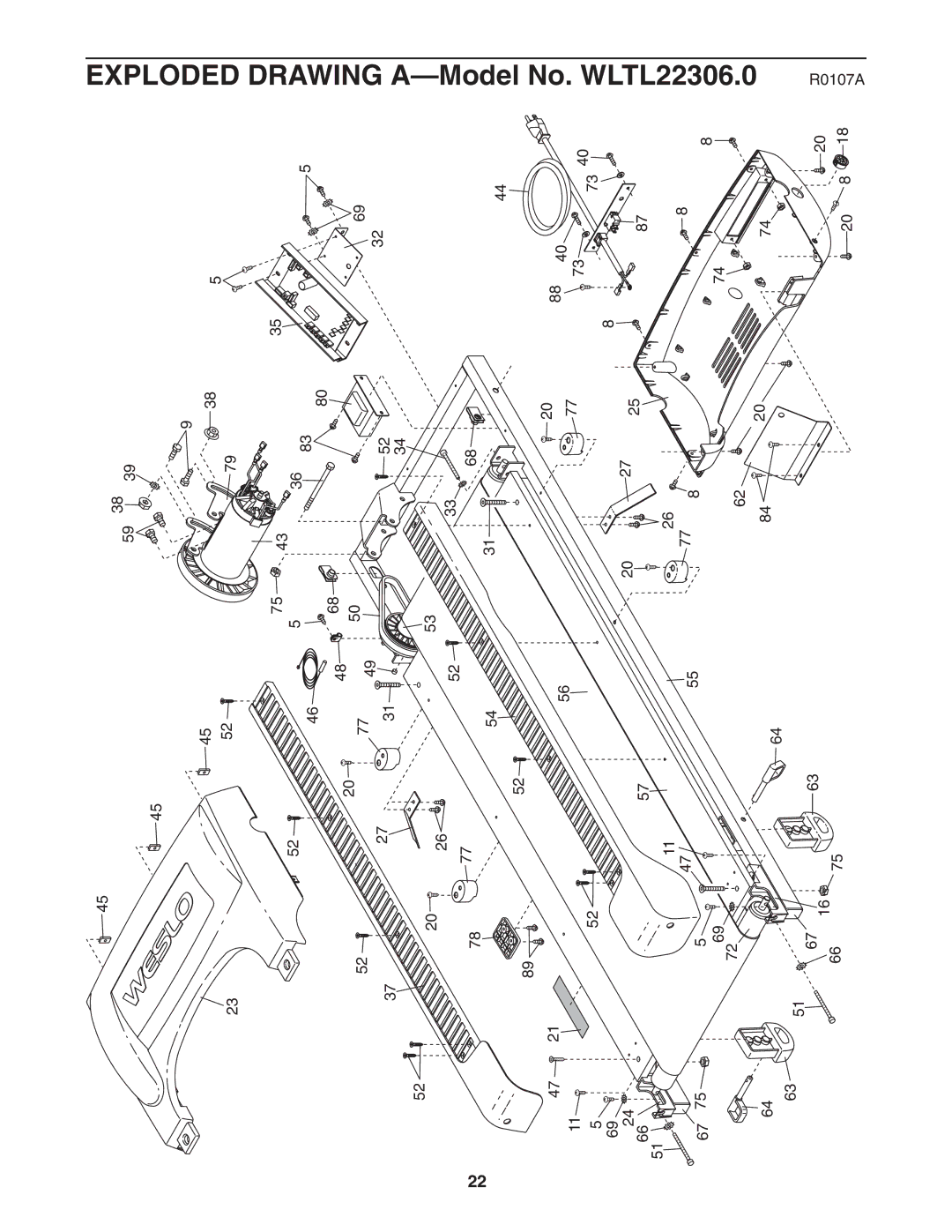 Weslo user manual Exploded Drawing A-Model No. WLTL22306.0 