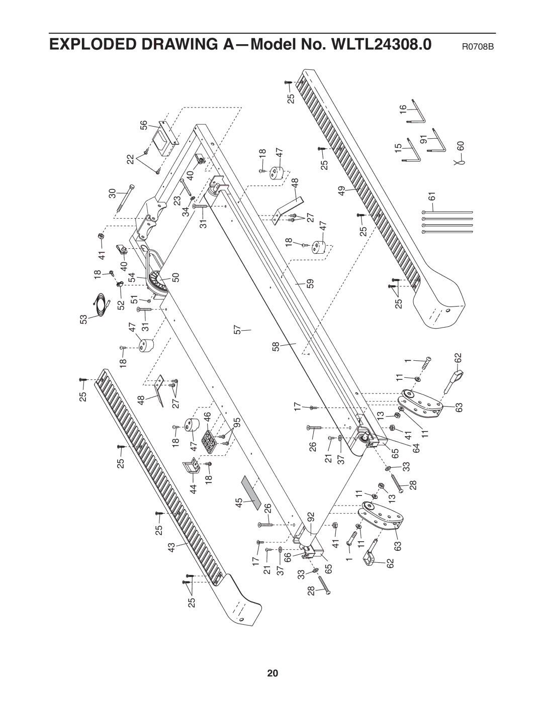 Weslo user manual Exploded Drawing A-Model No. WLTL24308.0 R0708B 