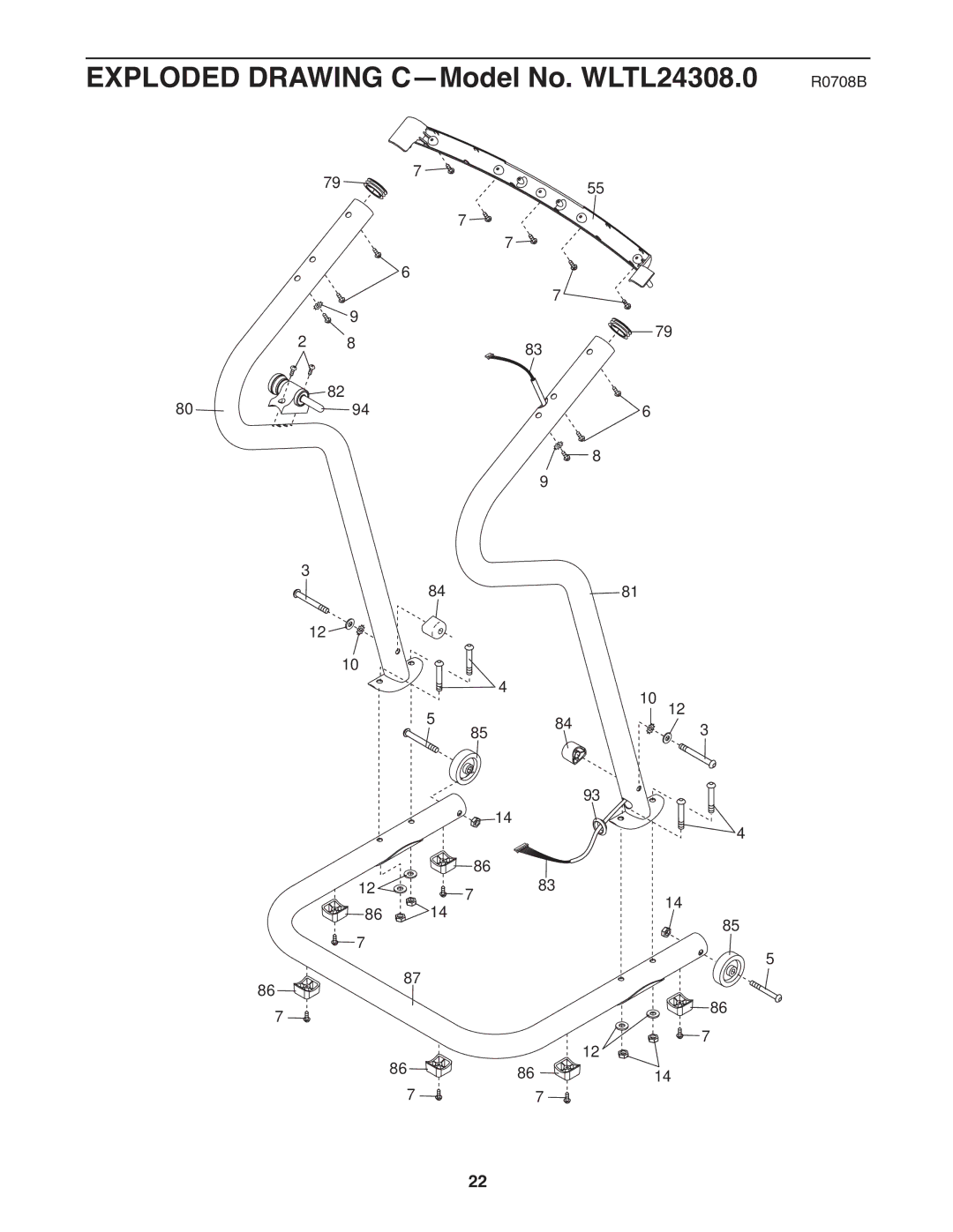 Weslo user manual Exploded Drawing C-Model No. WLTL24308.0 R0708B 