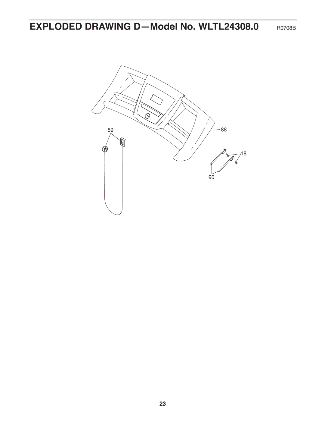 Weslo user manual Exploded Drawing D-Model No. WLTL24308.0 R0708B 