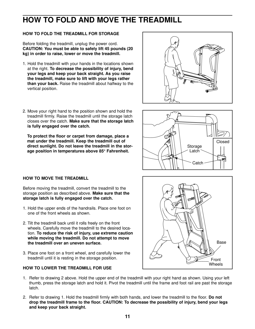 Weslo WLTL25320 HOW to Fold and Move the Treadmill, HOW to Fold the Treadmill for Storage, HOW to Move the Treadmill 