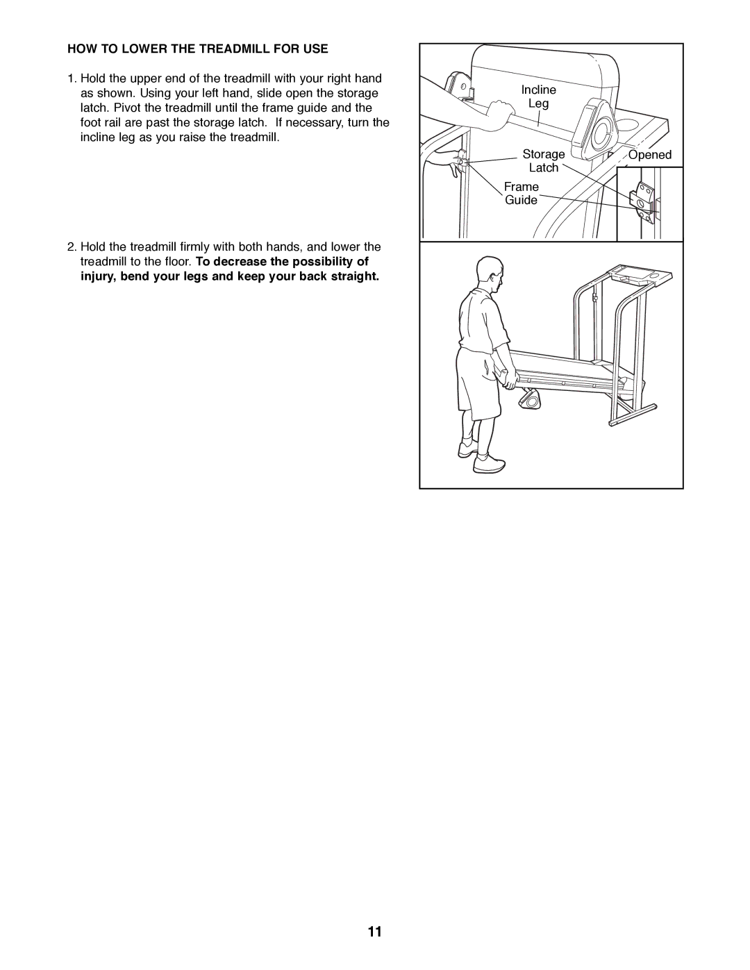 Weslo WLTL26080 user manual HOW to Lower the Treadmill for USE 