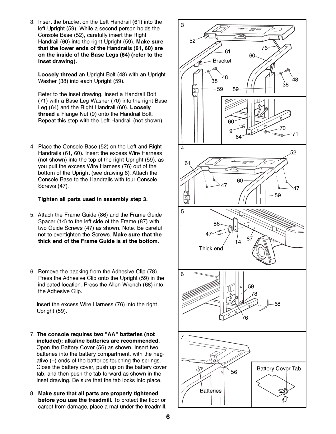 Weslo WLTL26080 user manual Tighten all parts used in assembly step 