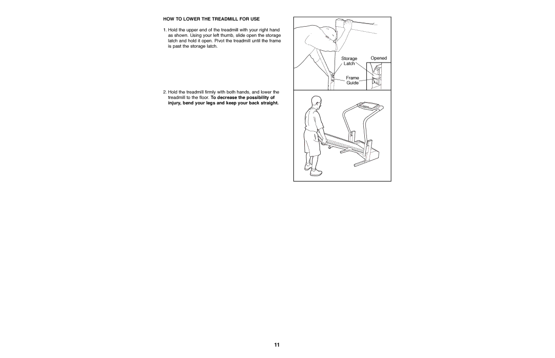 Weslo WLTL27080 user manual HOW to Lower the Treadmill for USE 