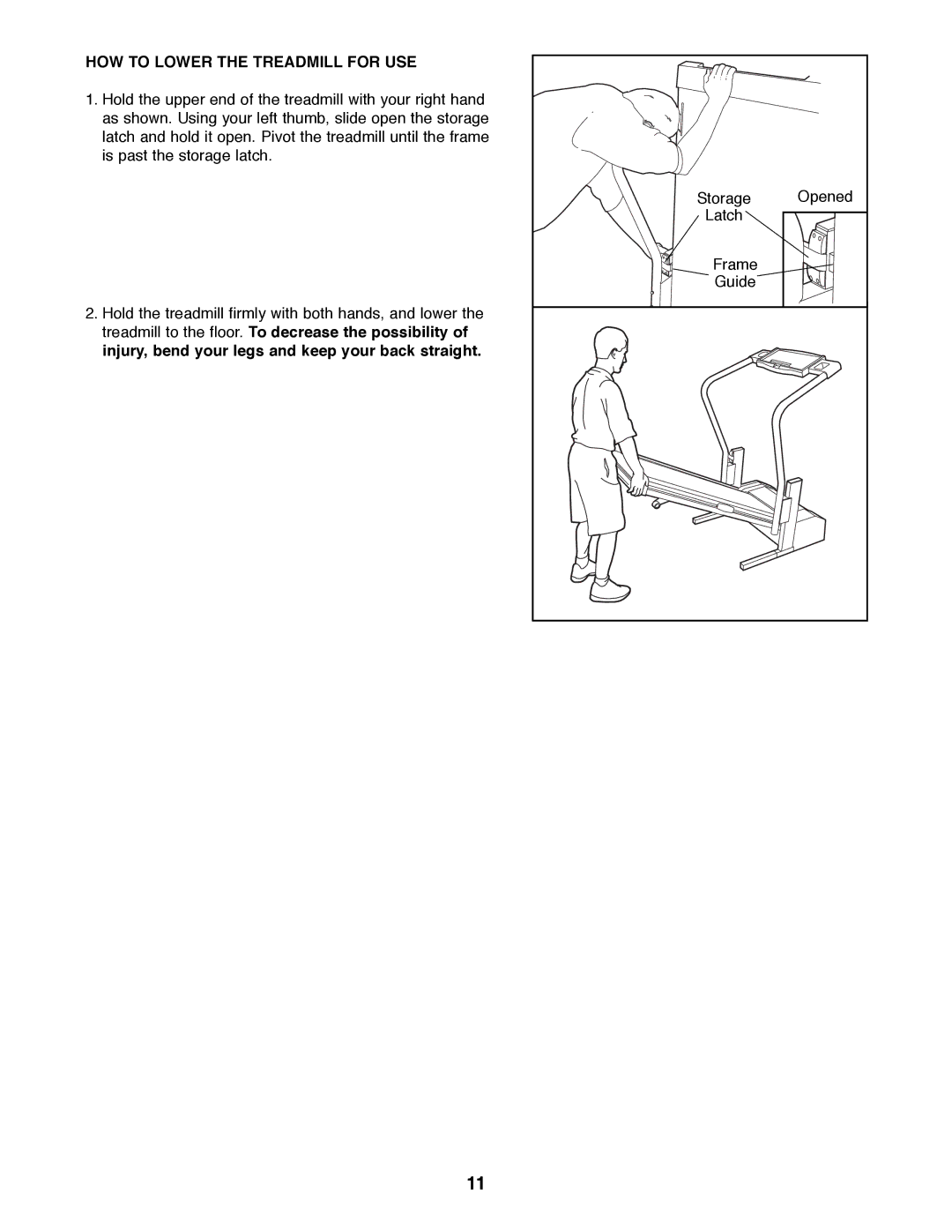 Weslo WLTL27081 user manual HOW to Lower the Treadmill for USE 