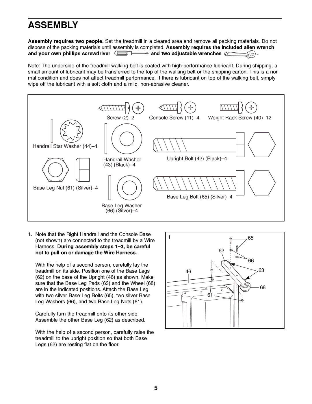 Weslo WLTL29200 user manual Assembly, Your own phillips screwdriver and two adjustable wrenches 