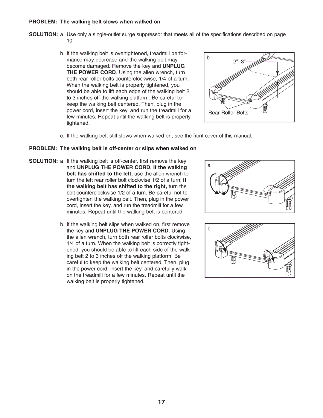 Weslo WLTL29305.0 user manual Problem The walking belt slows when walked on 