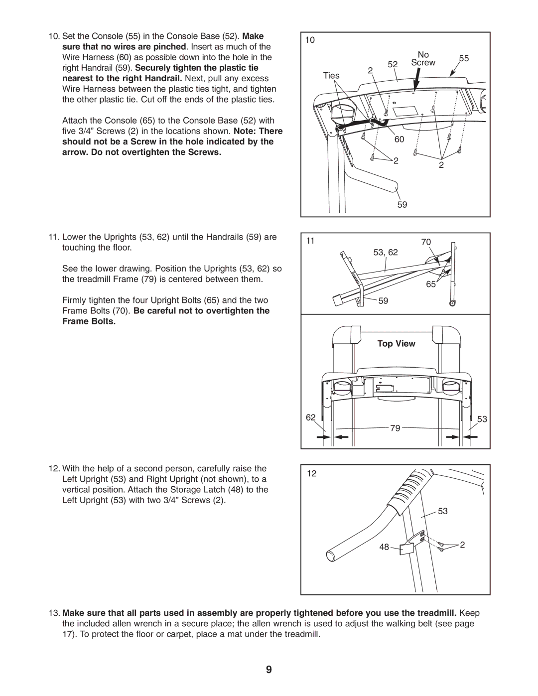 Weslo WLTL29305.0 user manual Frame Bolts 