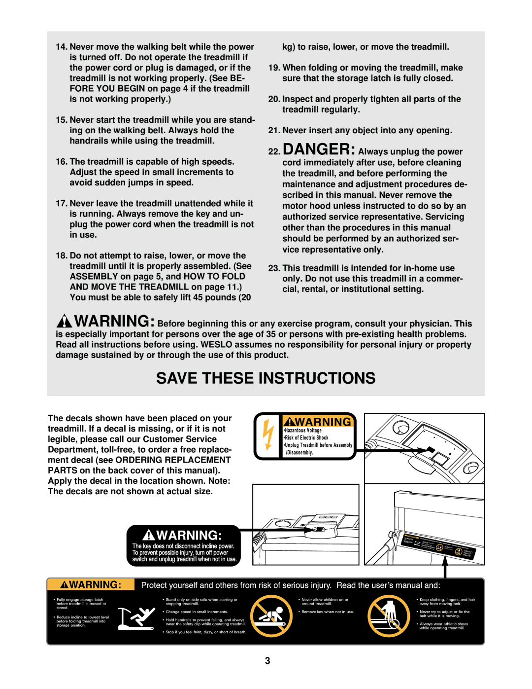 Weslo WLTL29320 user manual 