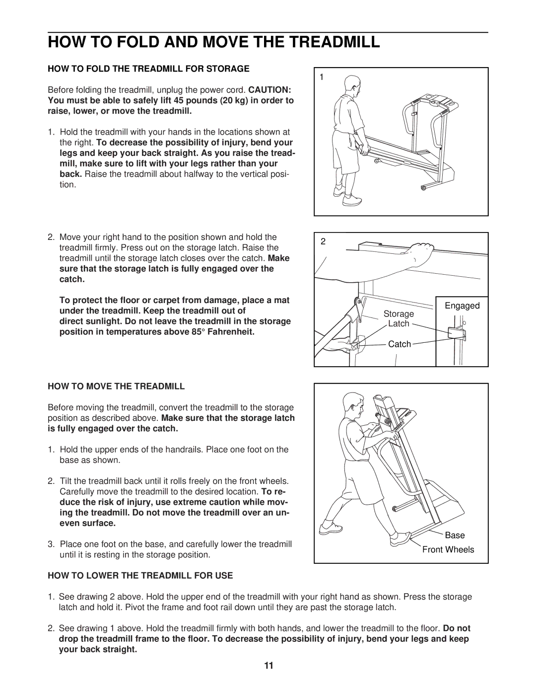 Weslo WLTL29321 HOW to Fold the Treadmill for Storage, HOW to Move the Treadmill, HOW to Lower the Treadmill for USE 