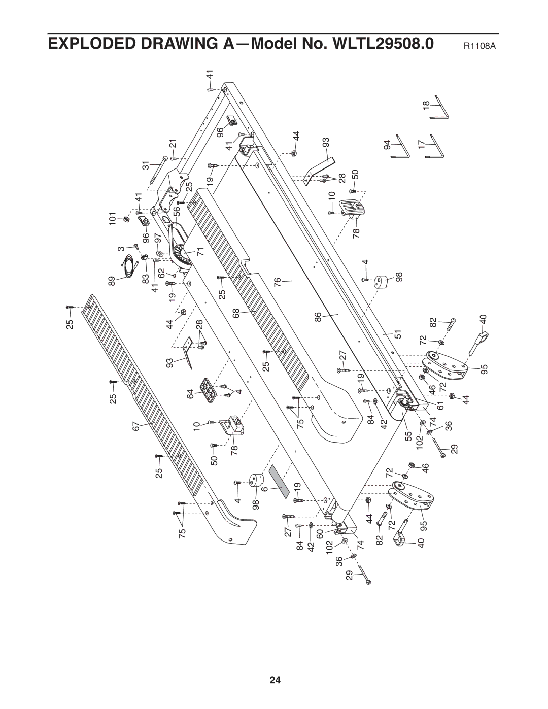 Weslo user manual Exploded Drawing A-Model No. WLTL29508.0 R1108A 