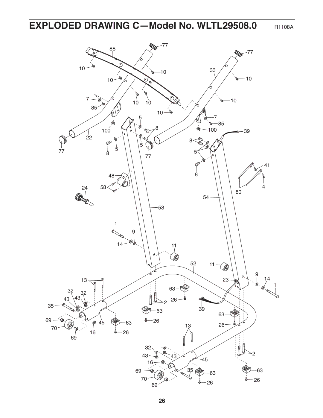 Weslo user manual Exploded Drawing C-Model No. WLTL29508.0 R1108A 