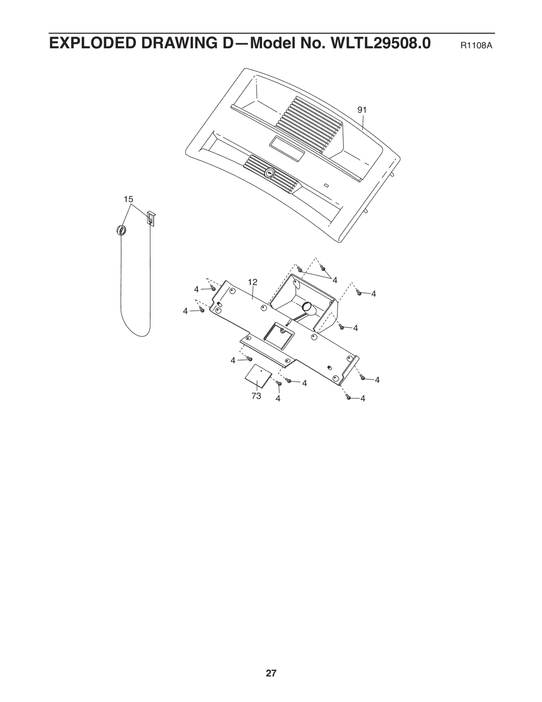 Weslo user manual Exploded Drawing D-Model No. WLTL29508.0 R1108A 