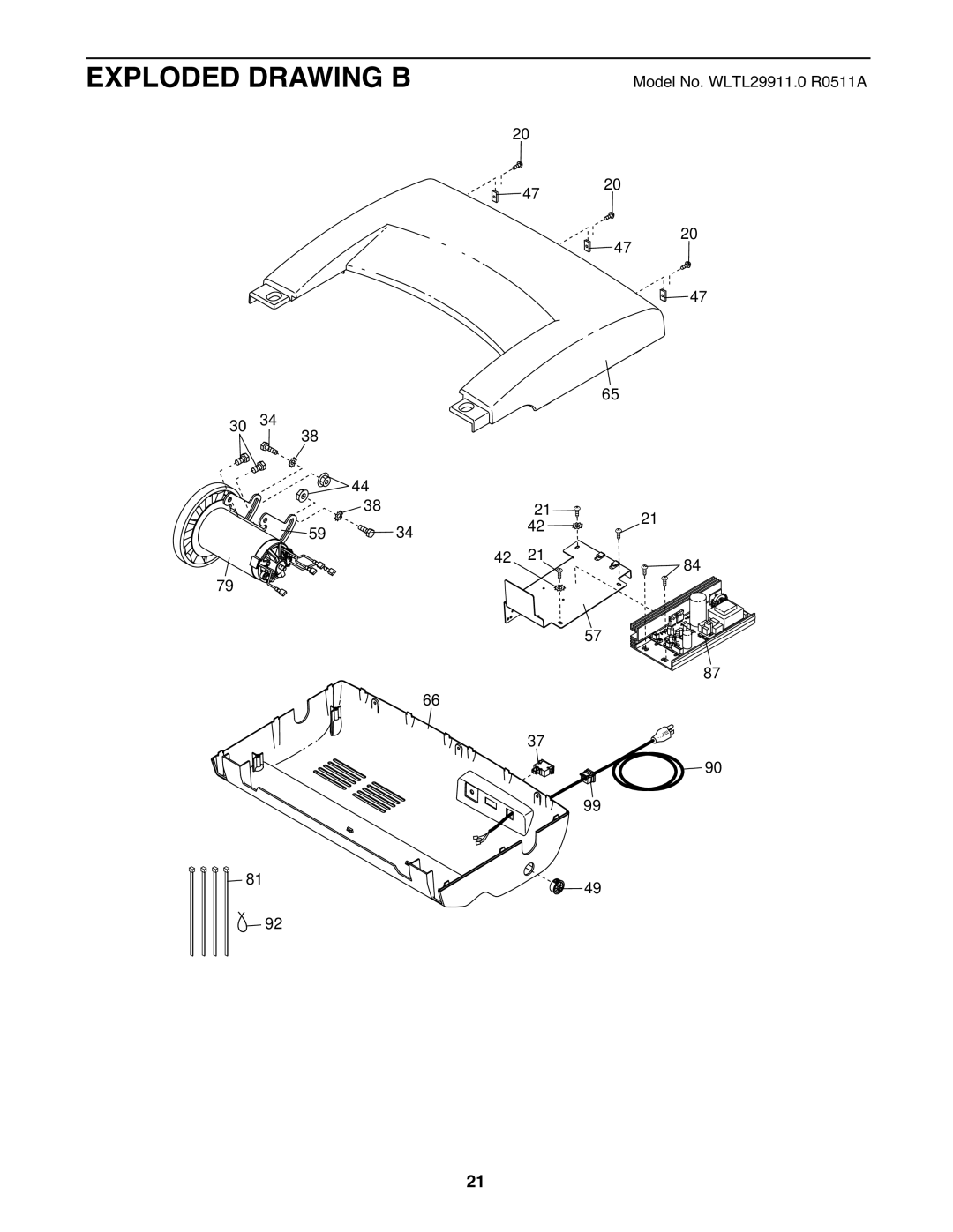 Weslo WLTL29911.0 user manual Exploded Drawing B 