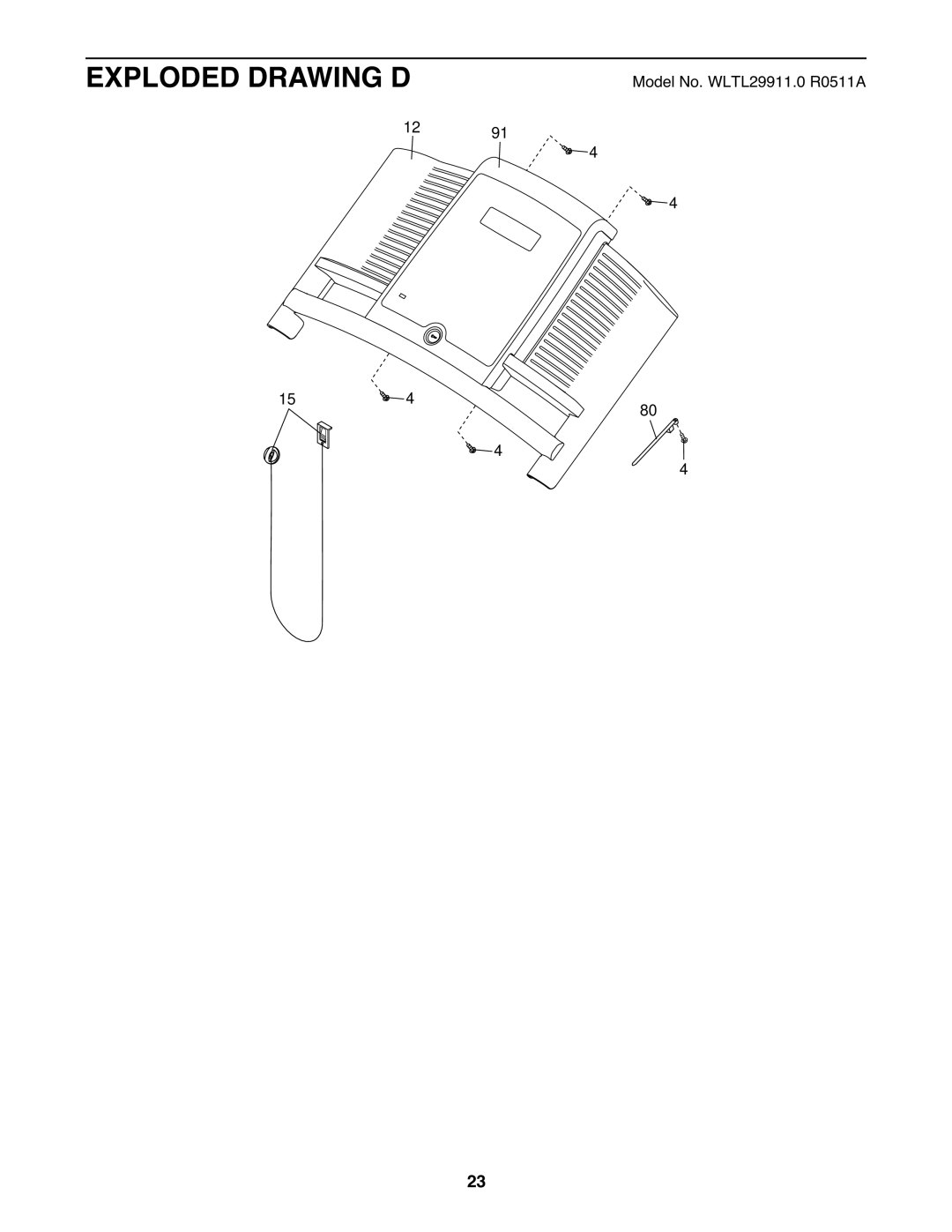 Weslo WLTL29911.0 user manual Exploded Drawing D 