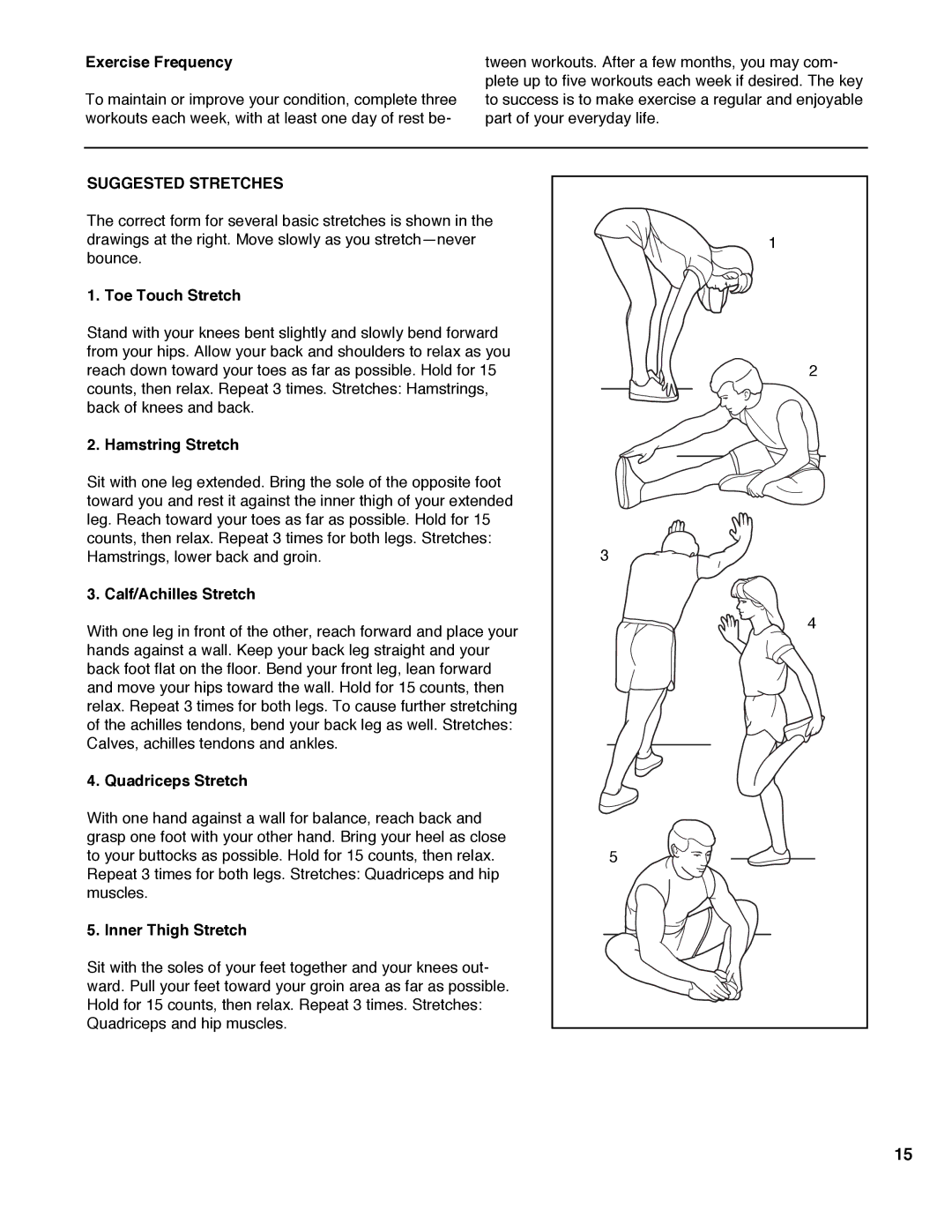 Weslo WLTL33090 user manual Suggested Stretches 