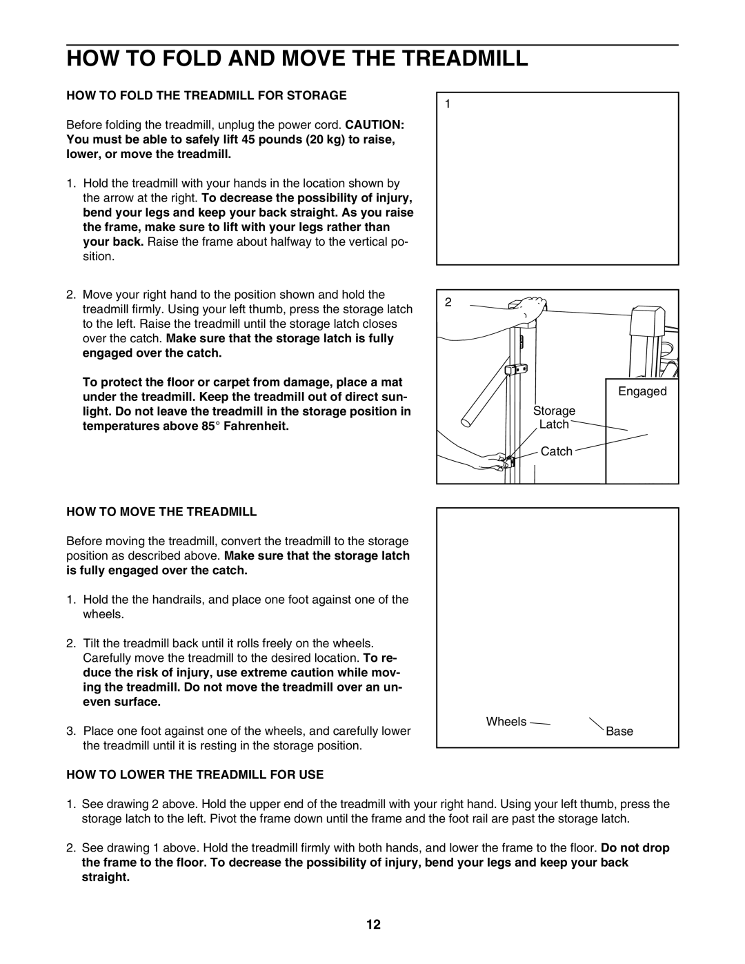 Weslo WLTL33205.0 HOW to Fold and Move the Treadmill, HOW to Fold the Treadmill for Storage, HOW to Move the Treadmill 