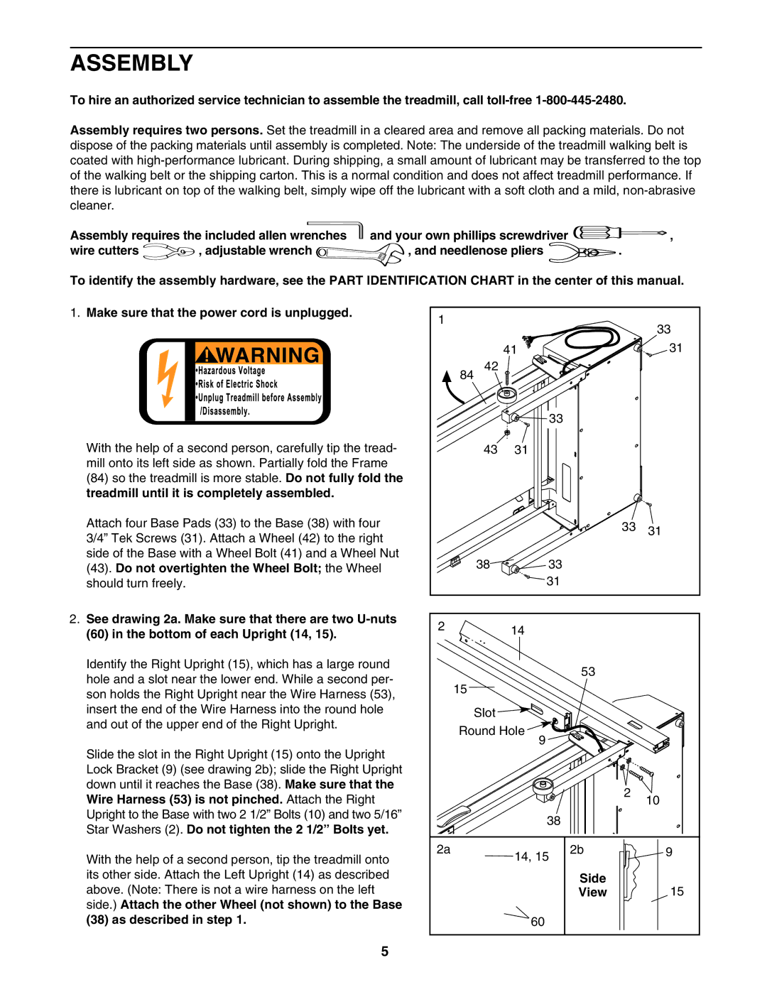 Weslo WLTL33205.0 user manual Assembly, Side View 