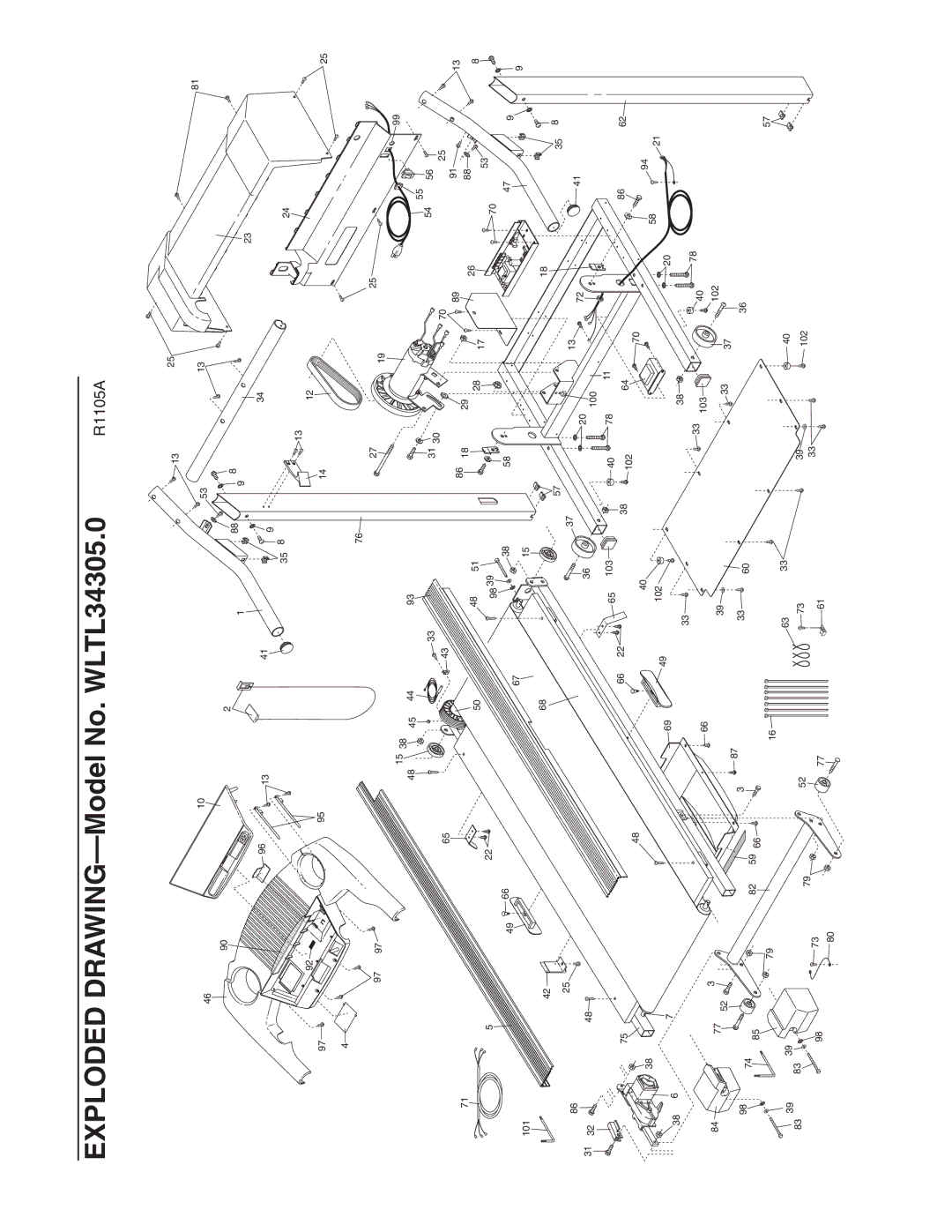 Weslo WLTL34300 user manual Exploded DRAWING-Model No. WLTL34305.0 