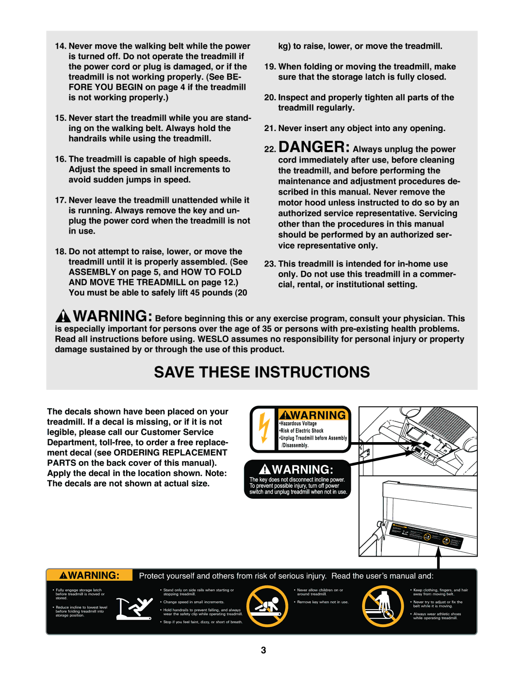 Weslo WLTL35520 user manual 