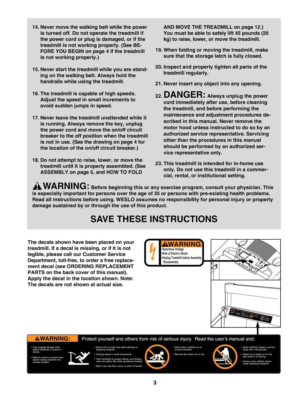 Weslo WLTL35530 user manual 