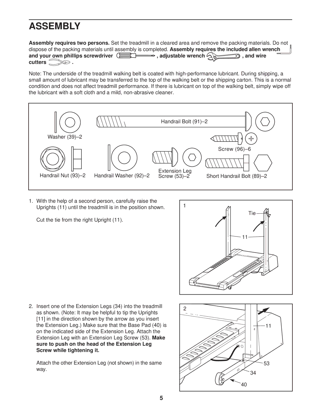 Weslo WLTL39112 user manual Assembly 