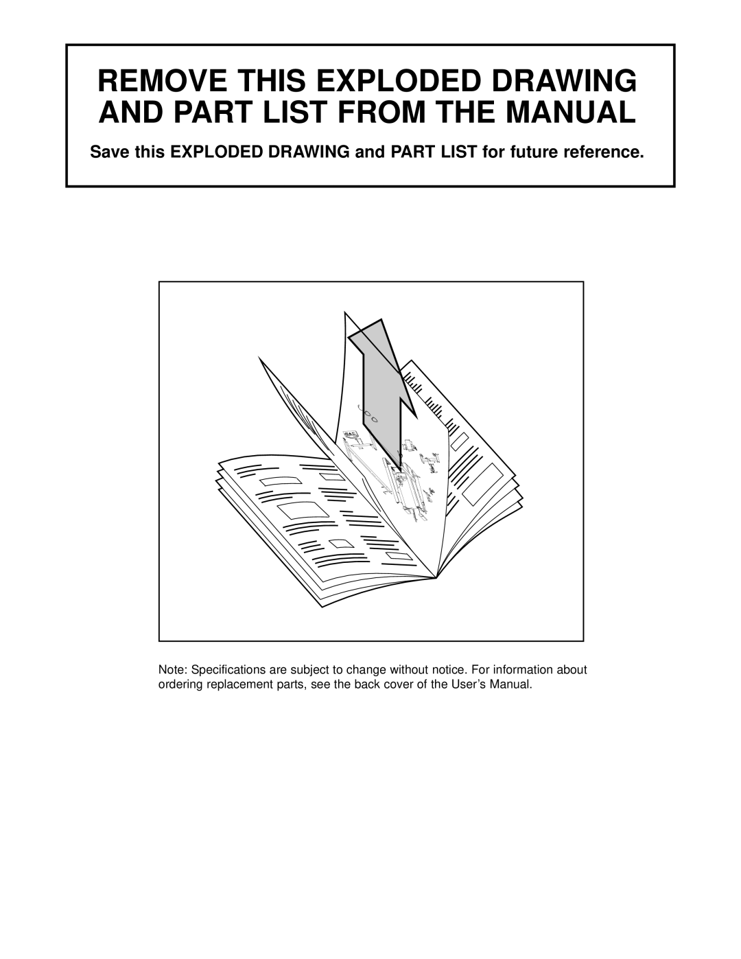 Weslo WLTL39201 user manual Remove this Exploded Drawing and Part List from the Manual 