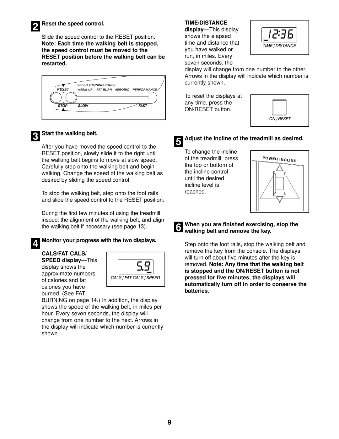 Weslo WLTL39201 user manual Time/Distance, CALS/FAT Cals 