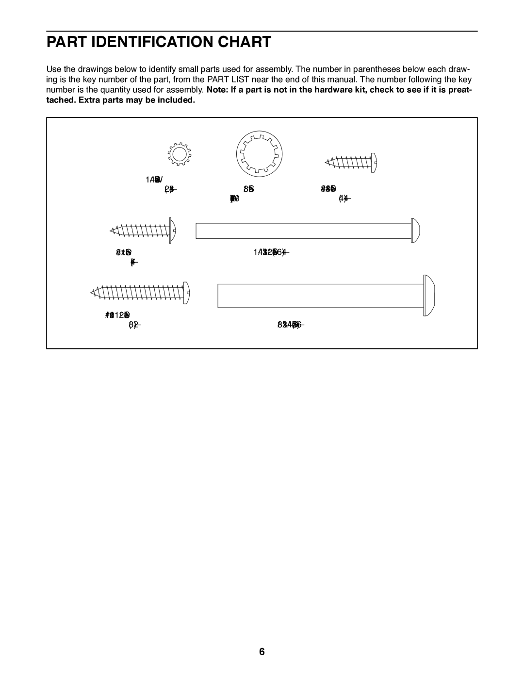 Weslo WLTL39312.0 user manual Part Identification Chart 