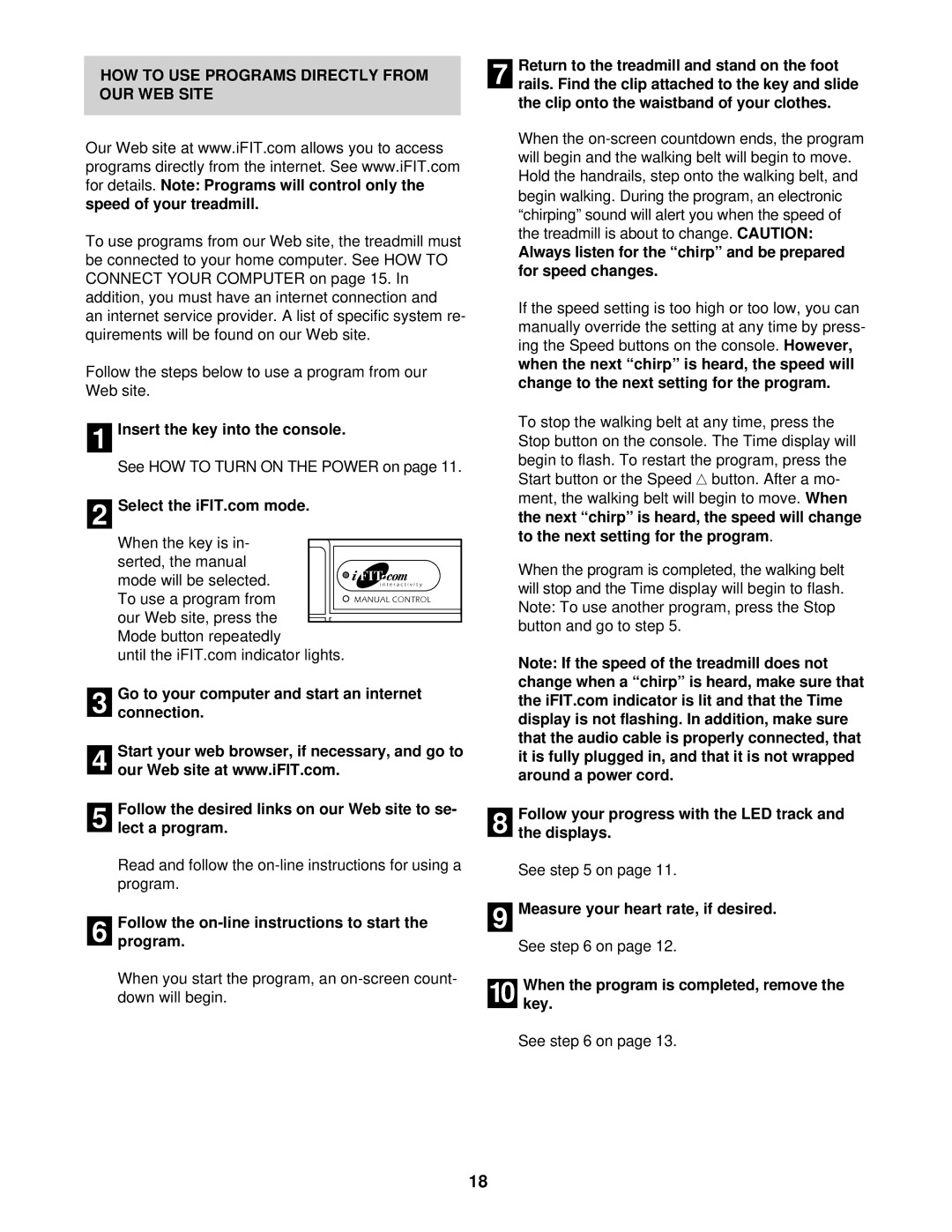 Weslo WLTL39321 user manual HOW to USE Programs Directly from, OUR WEB Site 