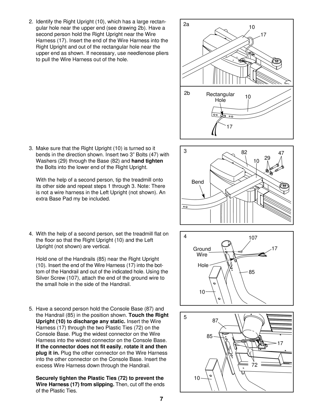 Weslo WLTL39321 user manual Rectangular Hole Bend 107 Ground Wire 