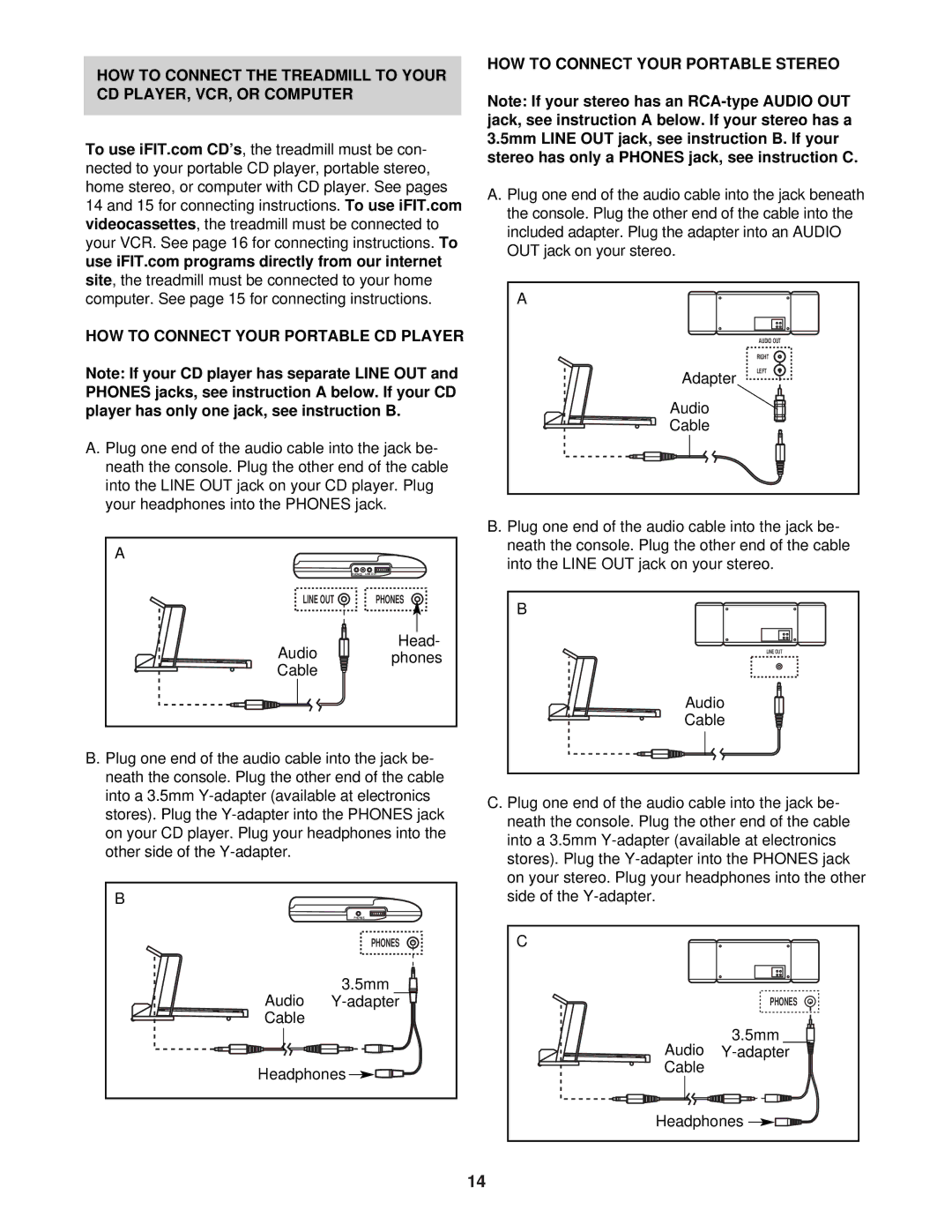 Weslo WLTL39323 user manual HOW to Connect Your Portable Stereo 