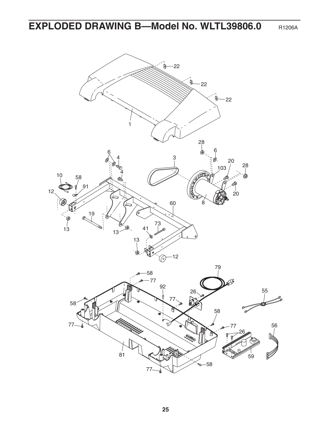 Weslo user manual Exploded Drawing B-Model No. WLTL39806.0 R1206A 