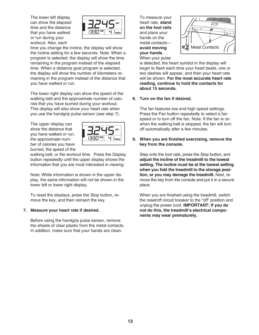 Weslo WLTL39907.0 user manual Measure your heart rate if desired, Your hands. When your pulse, Turn on the fan if desired 