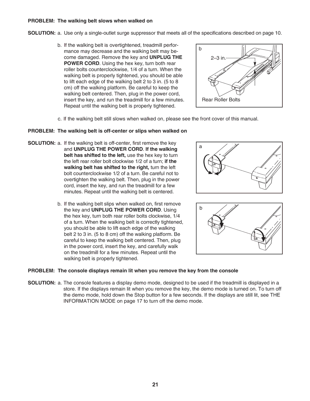 Weslo WLTL39907.0 user manual Problem The walking belt slows when walked on 