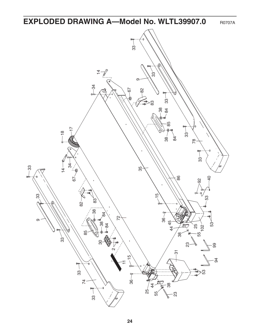 Weslo user manual Drawing A-Model No. WLTL39907.0 