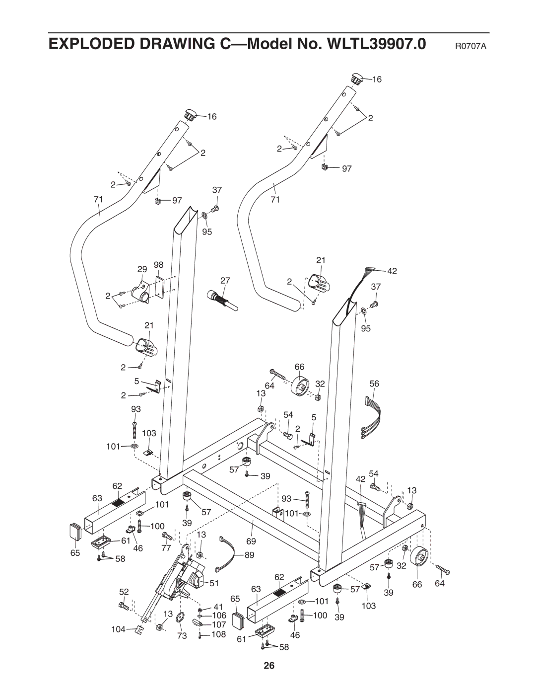 Weslo user manual Exploded Drawing C-Model No. WLTL39907.0 R0707A 