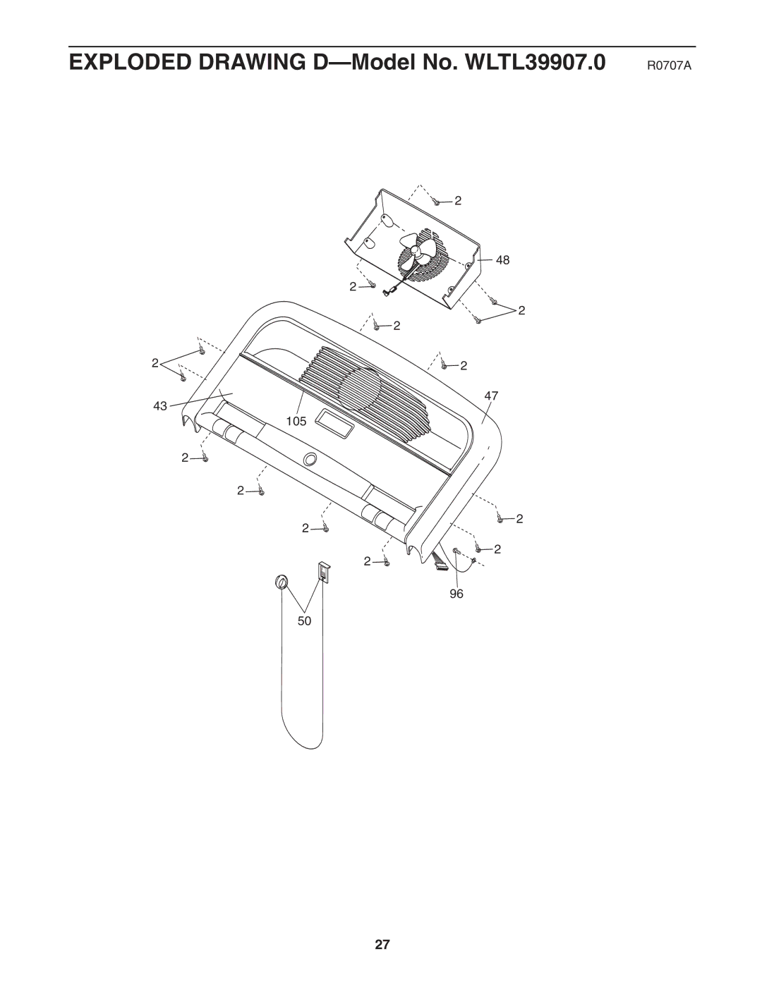 Weslo user manual Exploded Drawing D-Model No. WLTL39907.0 R0707A 