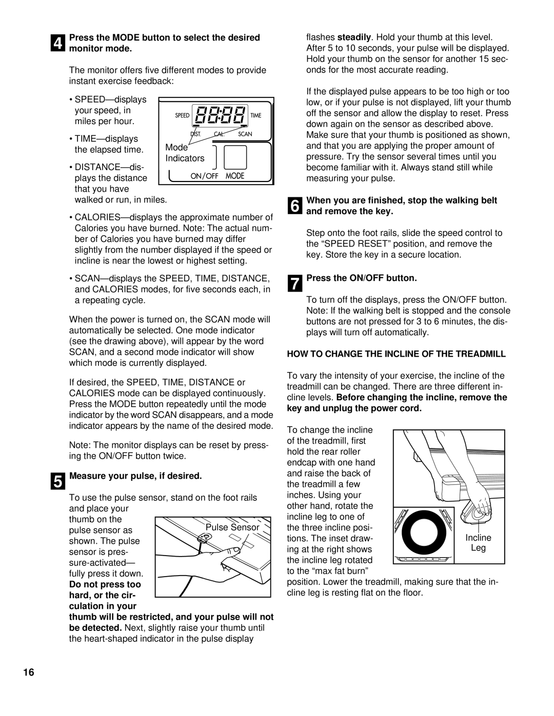 Weslo WLTL46080 user manual Press the Mode button to select the desired Monitor mode, Measure your pulse, if desired 