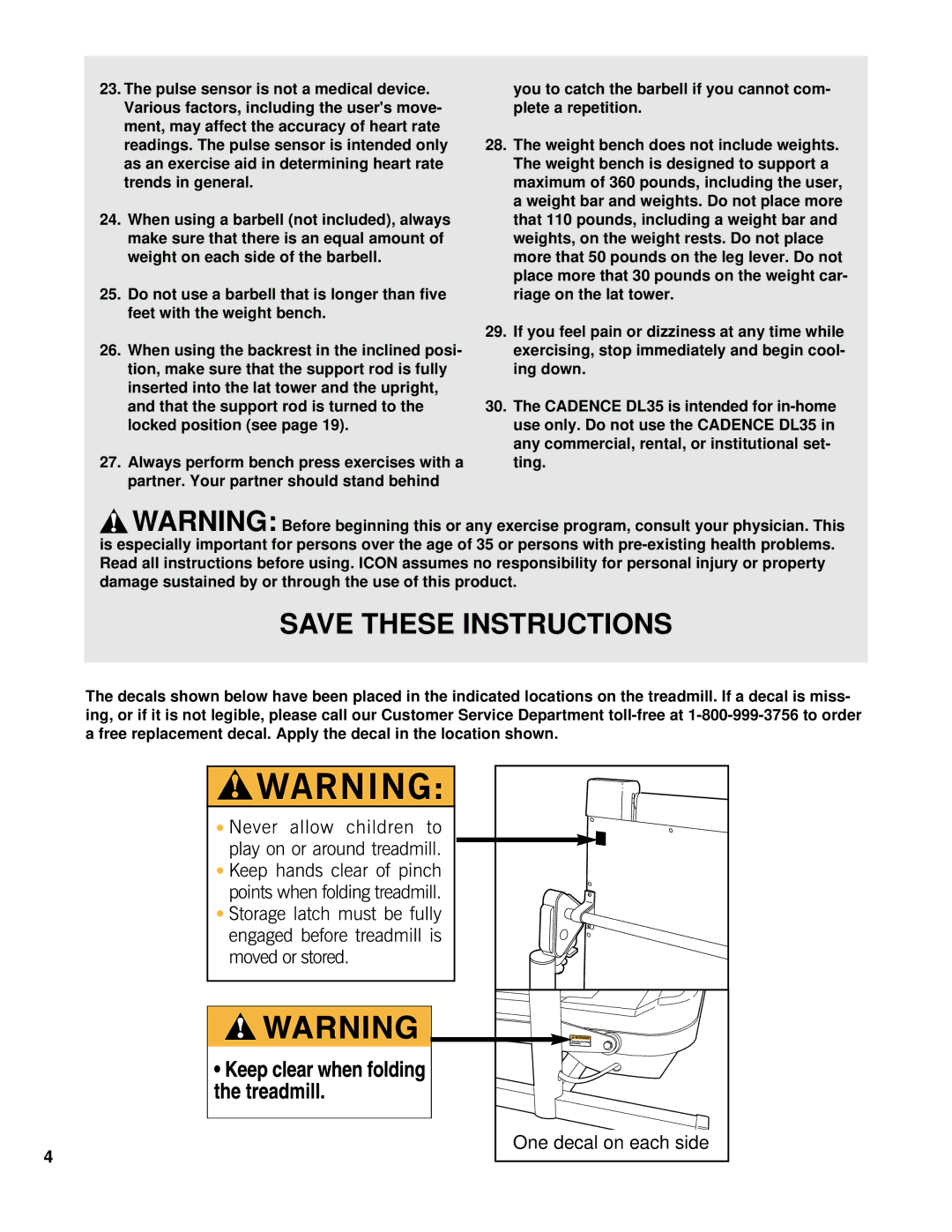 Weslo WLTL46080 user manual One decal on each side 