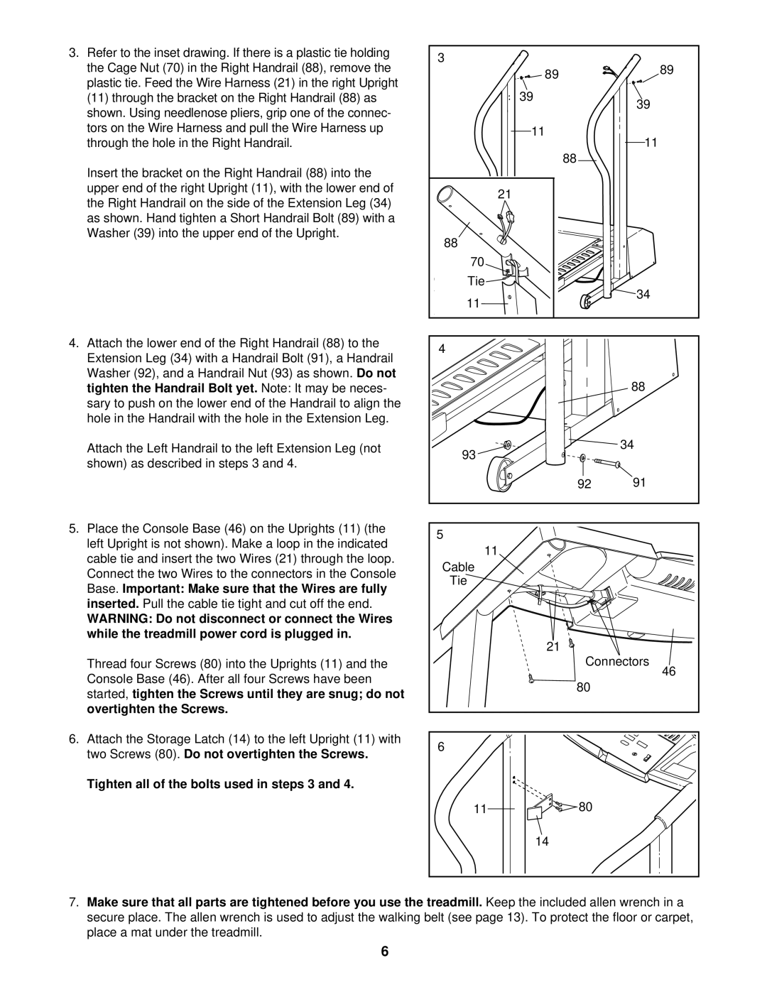 Weslo WLTL48410 user manual Tighten all of the bolts used in steps 3 