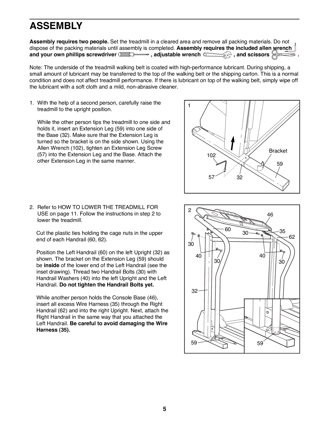 Weslo WLTL48590 user manual Assembly, Harness 