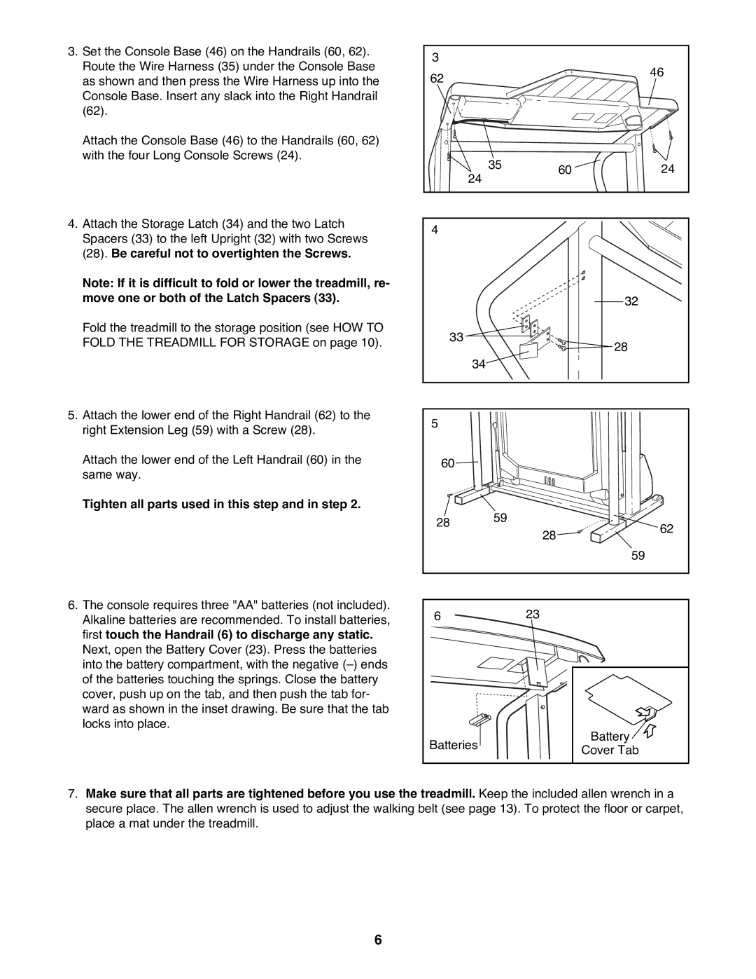 Weslo WLTL48590 user manual Tighten all parts used in this step and in step 