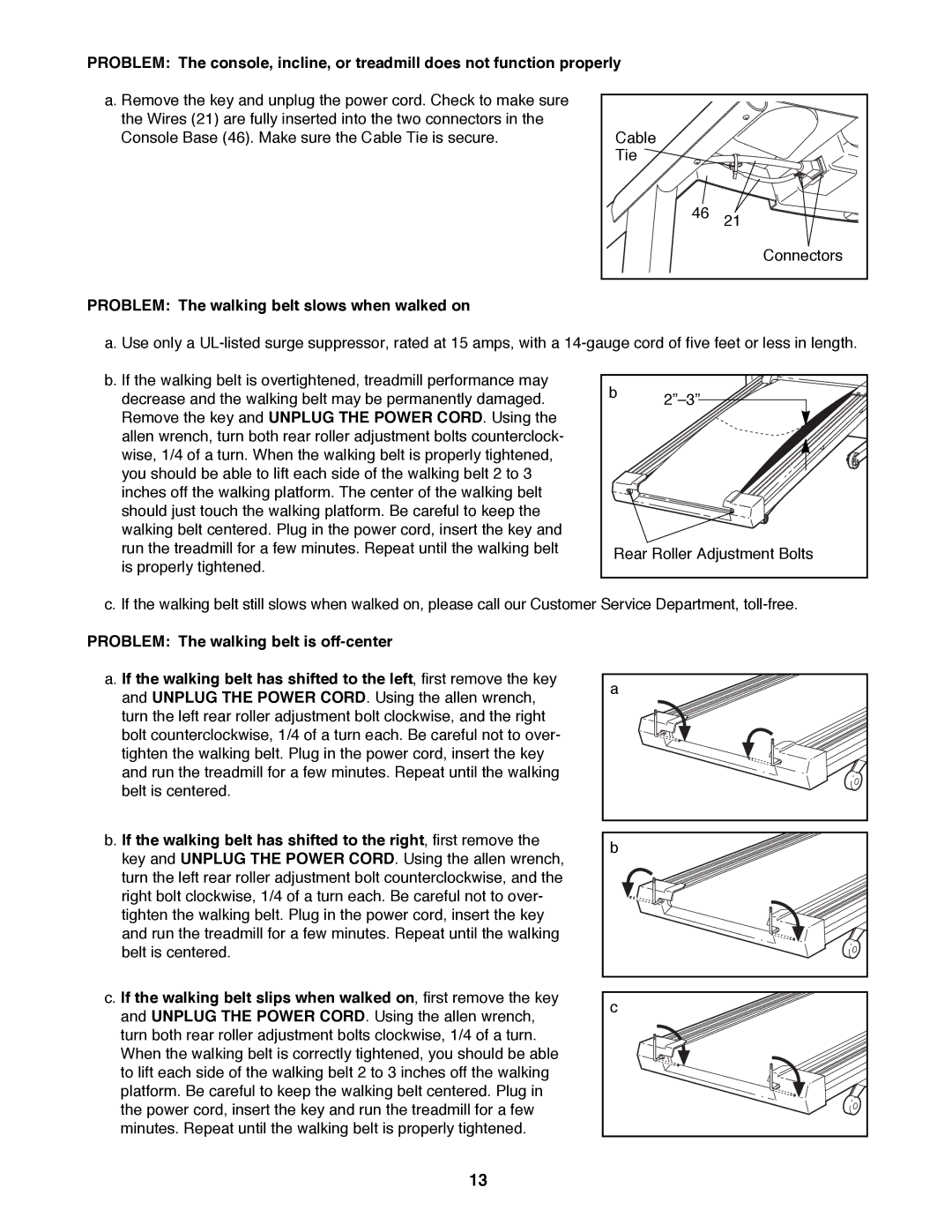 Weslo WLTL49200 user manual Problem The walking belt slows when walked on, 2ÓÐ3Ó 