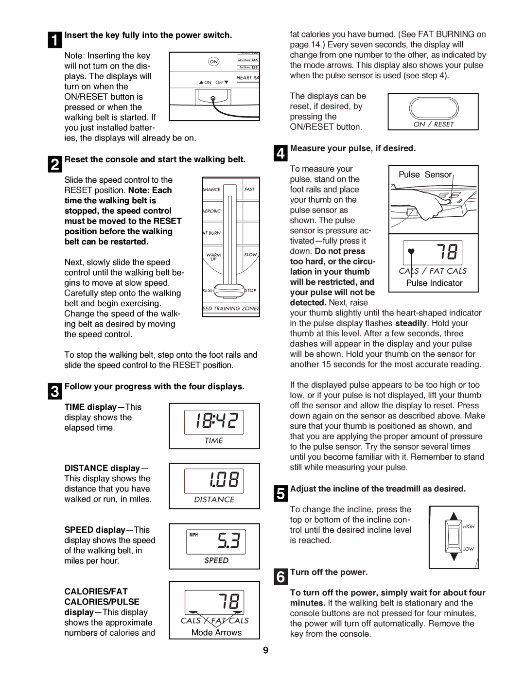 Weslo WLTL49200 user manual Calories/Fat, Calories/Pulse 